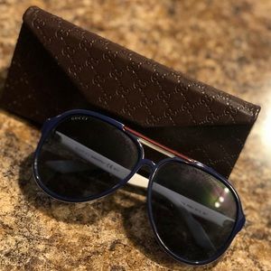 White Gucci Aviator Sunglasses